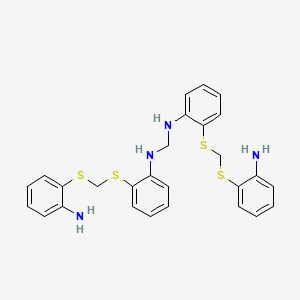 molecular formula C27H28N4S4 B7824336 Methanediamine, N,N'-bis[2-[[[(2-aminophenyl)thio]methyl]thio]phenyl]- CAS No. 68758-72-5