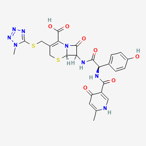(6R)-7-[[(2R)-2-(4-hydroxyphenyl)-2-[(6-methyl-4-oxo-1H-pyridine-3-carbonyl)amino]acetyl]amino]-3-[(1-methyltetrazol-5-yl)sulfanylmethyl]-8-oxo-5-thia-1-azabicyclo[4.2.0]oct-2-ene-2-carboxylic acid