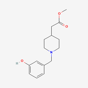 molecular formula C15H21NO3 B7824669 Methyl 2-[1-[(3-hydroxyphenyl)methyl]piperidin-4-yl]acetate 