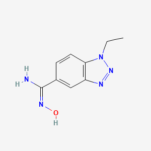 molecular formula C9H11N5O B7824751 1-ethyl-N'-hydroxybenzotriazole-5-carboximidamide 