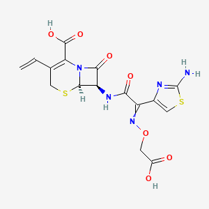 molecular formula C16H15N5O7S2 B7825010 (6R,7R)-7-[[2-(2-氨基-4-噻唑基)-2-(羧甲氧亚氨氧基)-1-氧代乙基]氨基]-3-乙烯基-8-氧代-5-噻-1-氮杂双环[4.2.0]辛-2-烯-2-羧酸 