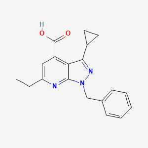 molecular formula C19H19N3O2 B7825212 1-benzyl-3-cyclopropyl-6-ethyl-1H-pyrazolo[3,4-b]pyridine-4-carboxylic acid CAS No. 1119499-73-8