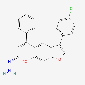 molecular formula C24H17ClN2O2 B7825479 (1Z)-[3-(4-chlorophenyl)-9-methyl-5-phenyl-7H-furo[3,2-g]chromen-7-ylidene]hydrazine 