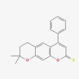 molecular formula C20H18O2S B7825487 8,8-dimethyl-4-phenyl-7,8-dihydro-2H,6H-pyrano[3,2-g]chromene-2-thione 