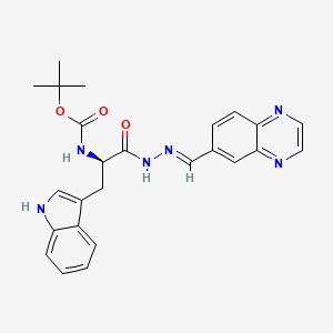 tert-butyl {(2R)-3-(1H-indol-3-yl)-1-oxo-1-[(2E)-2-(quinoxalin-6-ylmethylidene)hydrazinyl]propan-2-yl}carbamate (non-preferred name)