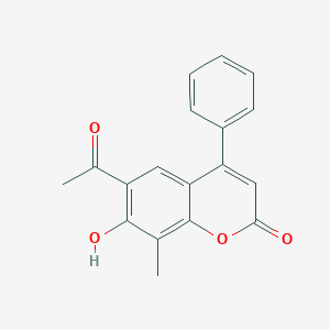 molecular formula C18H14O4 B7825549 6-acetyl-7-hydroxy-8-methyl-4-phenyl-2H-chromen-2-one 