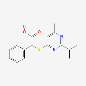molecular formula C16H18N2O2S B7825556 {[6-Methyl-2-(propan-2-yl)pyrimidin-4-yl]sulfanyl}(phenyl)acetic acid 