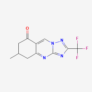 molecular formula C11H9F3N4O B7825693 6-methyl-2-(trifluoromethyl)-6,7-dihydro[1,2,4]triazolo[5,1-b]quinazolin-8(5H)-one 