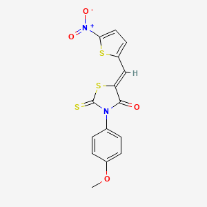 molecular formula C15H10N2O4S3 B7825711 (5Z)-3-(4-methoxyphenyl)-5-[(5-nitrothiophen-2-yl)methylidene]-2-thioxo-1,3-thiazolidin-4-one 