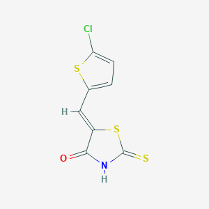 molecular formula C8H4ClNOS3 B7825756 (5Z)-5-[(5-chlorothiophen-2-yl)methylidene]-2-sulfanyl-1,3-thiazol-4(5H)-one 
