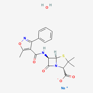 sodium;(2S,5R,6R)-3,3-dimethyl-6-[(5-methyl-3-phenyl-1,2-oxazole-4-carbonyl)amino]-7-oxo-4-thia-1-azabicyclo[3.2.0]heptane-2-carboxylate;hydrate