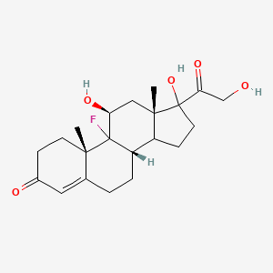 molecular formula C21H29FO5 B7826232 (8S,10S,11S,13S)-9-fluoro-11,17-dihydroxy-17-(2-hydroxyacetyl)-10,13-dimethyl-1,2,6,7,8,11,12,14,15,16-decahydrocyclopenta[a]phenanthren-3-one 