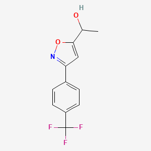 molecular formula C12H10F3NO2 B7826297 5(1-Hydroxyethyl)-3(4-trifluoromethylphenyl)-isoxazole CAS No. 889938-96-9