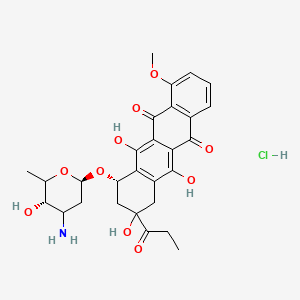 molecular formula C28H32ClNO10 B7826336 (7S)-7-[(2R,5S)-4-amino-5-hydroxy-6-methyloxan-2-yl]oxy-6,9,11-trihydroxy-4-methoxy-9-propanoyl-8,10-dihydro-7H-tetracene-5,12-dione;hydrochloride 