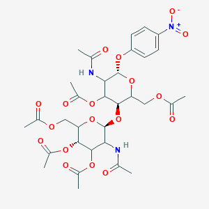 molecular formula C32H41N3O18 B7826412 [(3S,6S)-5-acetamido-3-[(2S,5S)-3-acetamido-4,5-diacetyloxy-6-(acetyloxymethyl)oxan-2-yl]oxy-4-acetyloxy-6-(4-nitrophenoxy)oxan-2-yl]methyl acetate 