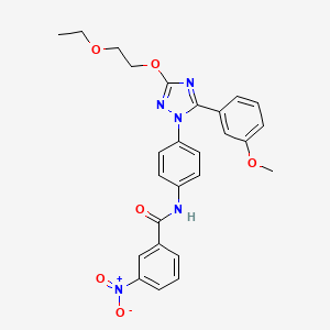 molecular formula C26H25N5O6 B7826506 N-{4-[3-(2-ethoxyethoxy)-5-(3-methoxyphenyl)-1H-1,2,4-triazol-1-yl]phenyl}-3-nitrobenzamide 
