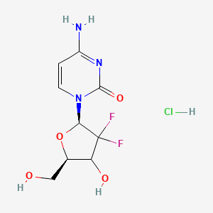 molecular formula C9H12ClF2N3O4 B7826532 4-amino-1-[(2R,5R)-3,3-difluoro-4-hydroxy-5-(hydroxymethyl)oxolan-2-yl]pyrimidin-2-one;hydrochloride 