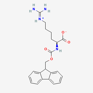 molecular formula C22H26N4O4 B7826732 (2S)-6-(diaminomethylideneazaniumyl)-2-(9H-fluoren-9-ylmethoxycarbonylamino)hexanoate 