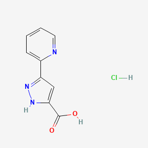 molecular formula C9H8ClN3O2 B7826774 3-(Pyridin-2-yl)-1H-pyrazole-5-carboxylic acid hydrochloride 