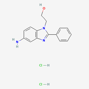 molecular formula C15H17Cl2N3O B7827329 2-(5-Amino-2-phenyl-benzoimidazol-1-yl)-ethanol 
