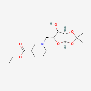 molecular formula C16H27NO6 B7827368 ethyl 1-{[(3aR,5R,6S,6aR)-6-hydroxy-2,2-dimethyl-tetrahydro-2H-furo[2,3-d][1,3]dioxol-5-yl]methyl}piperidine-3-carboxylate 