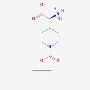molecular formula C12H22N2O4 B7827454 (2S)-2-azaniumyl-2-[1-[(2-methylpropan-2-yl)oxycarbonyl]piperidin-4-yl]acetate 