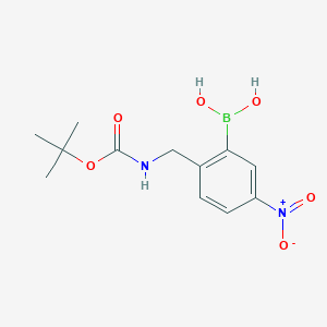 molecular formula C12H17BN2O6 B7827527 (2-(((tert-Butoxycarbonyl)amino)methyl)-5-nitrophenyl)boronic acid 