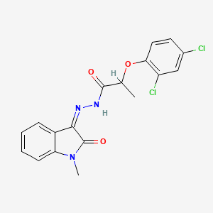 2-(2,4-dichlorophenoxy)-N-[(Z)-(1-methyl-2-oxoindol-3-ylidene)amino]propanamide