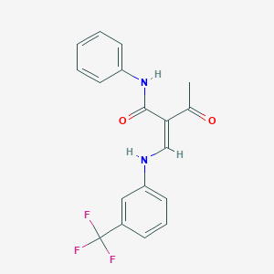 molecular formula C18H15F3N2O2 B7827775 (2Z)-3-oxo-N-phenyl-2-[[3-(trifluoromethyl)anilino]methylidene]butanamide 