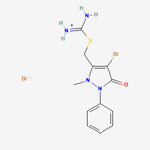 molecular formula C12H14Br2N4OS B7828200 {[(4-bromo-2-methyl-5-oxo-1-phenyl-2,5-dihydro-1H-pyrazol-3-yl)methyl]sulfanyl}methanimidamide hydrobromide 