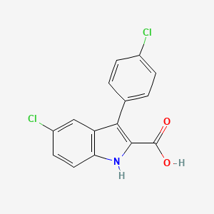 molecular formula C15H9Cl2NO2 B7828273 5-chloro-3-(4-chlorophenyl)-1H-indole-2-carboxylic acid 