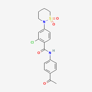 molecular formula C19H19ClN2O4S B7828292 N-(4-acetylphenyl)-2-chloro-4-(1,1-dioxido-1,2-thiazinan-2-yl)benzamide 