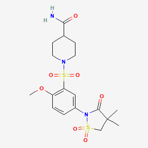 1-{[5-(4,4-Dimethyl-1,1-dioxido-3-oxo-1,2-thiazolidin-2-yl)-2-methoxyphenyl]sulfonyl}piperidine-4-carboxamide