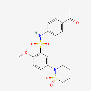 molecular formula C19H22N2O6S2 B7828314 N-(4-acetylphenyl)-5-(1,1-dioxido-1,2-thiazinan-2-yl)-2-methoxybenzenesulfonamide 