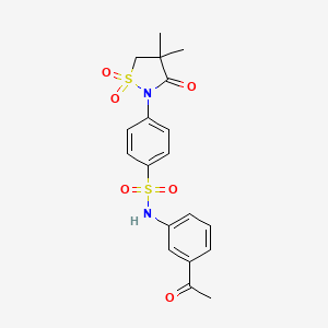 N-(3-acetylphenyl)-4-(4,4-dimethyl-1,1-dioxido-3-oxo-1,2-thiazolidin-2-yl)benzenesulfonamide