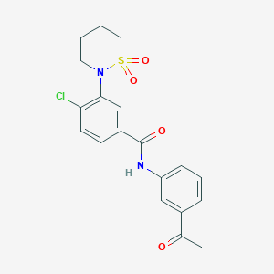 molecular formula C19H19ClN2O4S B7828394 N-(3-acetylphenyl)-4-chloro-3-(1,1-dioxido-1,2-thiazinan-2-yl)benzamide 