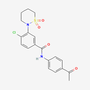 molecular formula C19H19ClN2O4S B7828403 N-(4-acetylphenyl)-4-chloro-3-(1,1-dioxido-1,2-thiazinan-2-yl)benzamide 