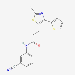 molecular formula C18H15N3OS2 B7828424 N-(3-cyanophenyl)-3-[2-methyl-4-(thiophen-2-yl)-1,3-thiazol-5-yl]propanamide 