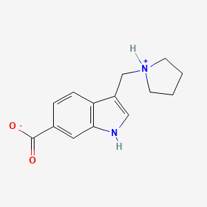 molecular formula C14H16N2O2 B7828431 3-(pyrrolidin-1-ium-1-ylmethyl)-1H-indole-6-carboxylate 