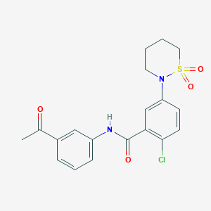 molecular formula C19H19ClN2O4S B7828434 N-(3-acetylphenyl)-2-chloro-5-(1,1-dioxido-1,2-thiazinan-2-yl)benzamide 