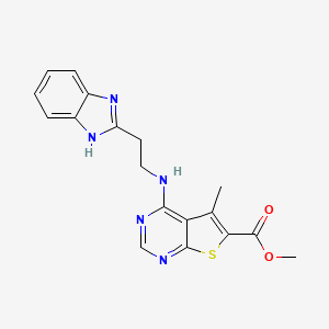molecular formula C18H17N5O2S B7828451 methyl 4-{[2-(1H-benzimidazol-2-yl)ethyl]amino}-5-methylthieno[2,3-d]pyrimidine-6-carboxylate 