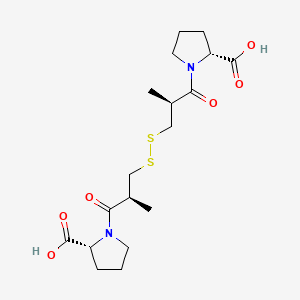 molecular formula C18H28N2O6S2 B7828848 (2R)-1-[(2S)-3-[[(2S)-3-[(2R)-2-carboxypyrrolidin-1-yl]-2-methyl-3-oxopropyl]disulfanyl]-2-methylpropanoyl]pyrrolidine-2-carboxylic acid 