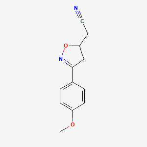 molecular formula C12H12N2O2 B7828960 2-[3-(4-Methoxyphenyl)-4,5-dihydro-1,2-oxazol-5-yl]acetonitrile 