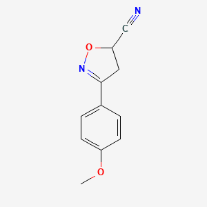 molecular formula C11H10N2O2 B7828966 3-(4-Methoxyphenyl)-4,5-dihydro-1,2-oxazole-5-carbonitrile 