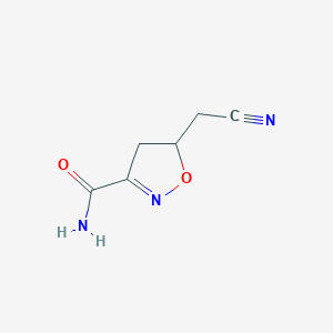 molecular formula C6H7N3O2 B7828991 5-(Cyanomethyl)-4,5-dihydro-1,2-oxazole-3-carboxamide 