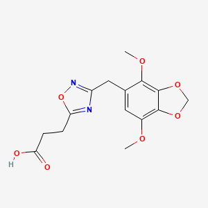 molecular formula C15H16N2O7 B7829007 3-{3-[(4,7-Dimethoxy-2H-1,3-benzodioxol-5-yl)methyl]-1,2,4-oxadiazol-5-yl}propanoic acid 