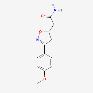 molecular formula C12H14N2O3 B7829023 2-[3-(4-Methoxyphenyl)-4,5-dihydro-1,2-oxazol-5-yl]acetamide 