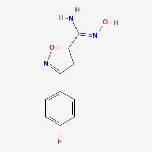 molecular formula C10H10FN3O2 B7829028 3-(4-fluorophenyl)-N'-hydroxy-4,5-dihydro-1,2-oxazole-5-carboximidamide 