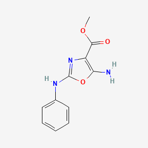 molecular formula C11H11N3O3 B7829053 Methyl 5-amino-2-(phenylamino)-1,3-oxazole-4-carboxylate 