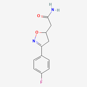 molecular formula C11H11FN2O2 B7829067 2-[3-(4-Fluorophenyl)-4,5-dihydro-1,2-oxazol-5-yl]acetamide CAS No. 1160472-95-6